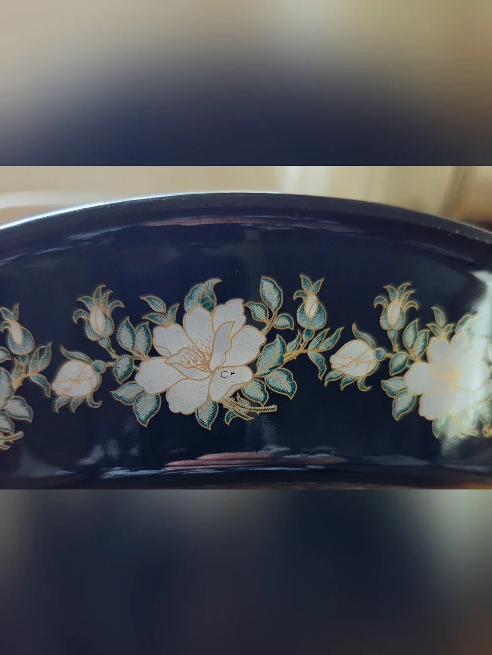 Vintage Enamelware Pie Pans Set of 2 Black Floral Rose Cottagecore